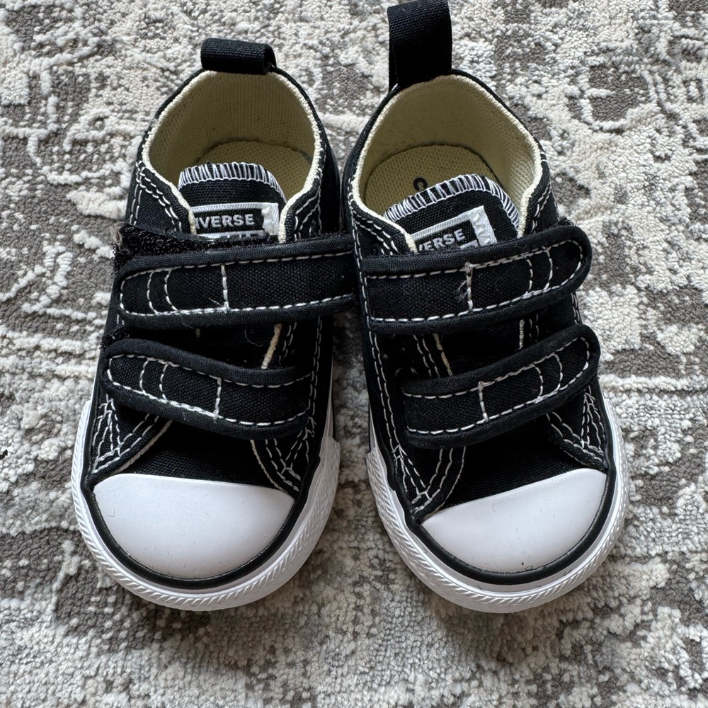 Converse Kids Black and White Velcro Sneakers